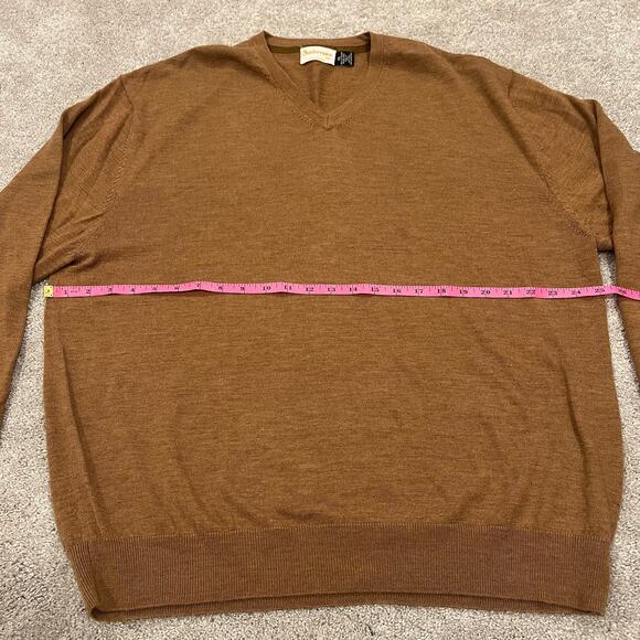Andrews Inc. Men's Vneck Sweater 100% Extrafine Merino Wool Brown‎ Size XXL - Picture 8 of 8